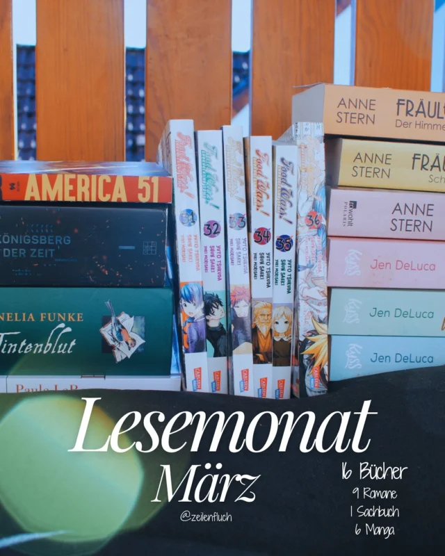 Wie viele Bücher habt ihr im März gelesen?
Mein Lesemonat März umfasst ganze 16 Bücher😍
An der Zahl sieht man auf jeden Fall, dass ich eine Woche Urlaub hatte😂
Obwohl ich einige gute Bücher gelesen habe, war kein richtiges Highlight dabei. 
Auch das Lowloght im März war nicht total schlecht, aber „America 51“ hat mich schon sehr enttäuscht.
Auf meinem Blog ist auch schon der Post zum Lesemonat online.☺️
#lesemonat #lesemonatmärz #readingmonth #gelesen #lesen #bookstagramdeutschland